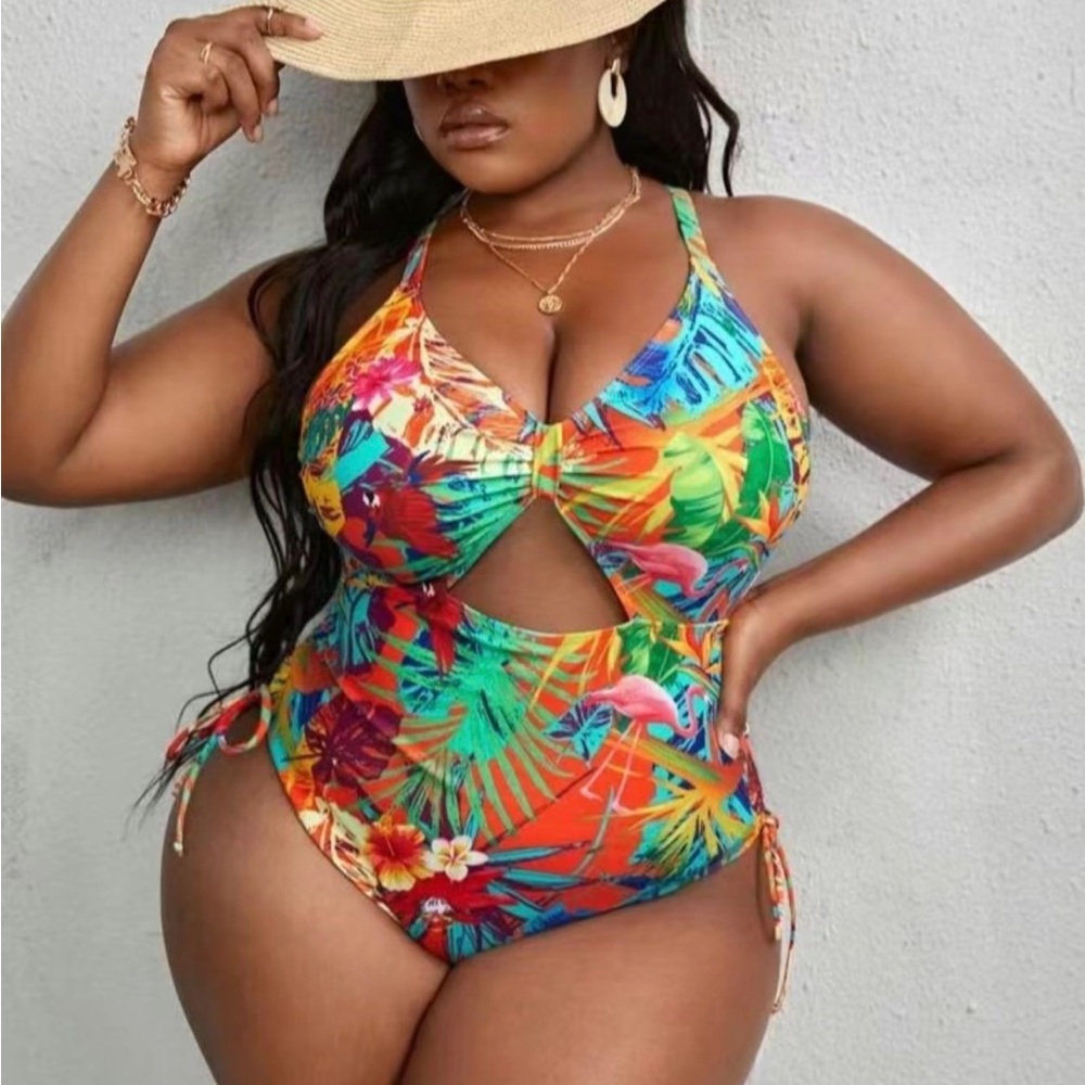 Tropical Print One Piece Swimsuit
